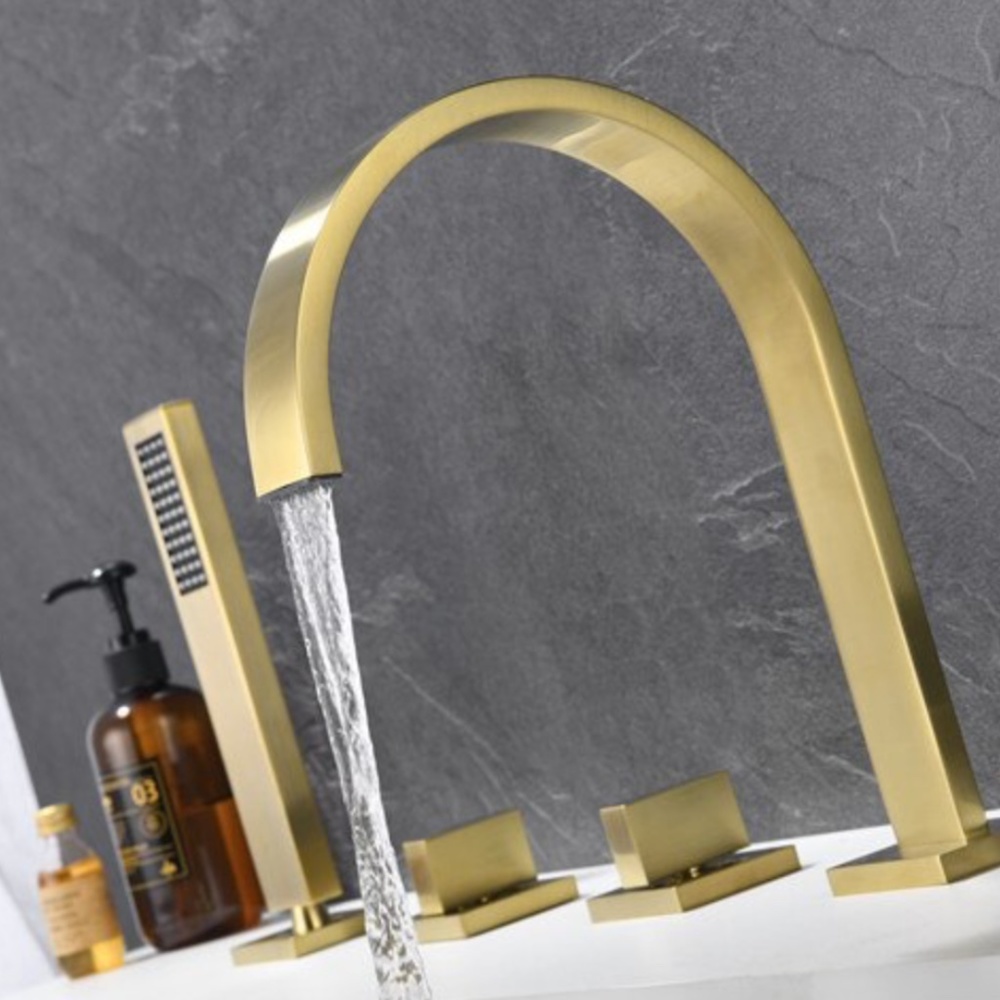 Brushed gold 5 piece bathtub faucet